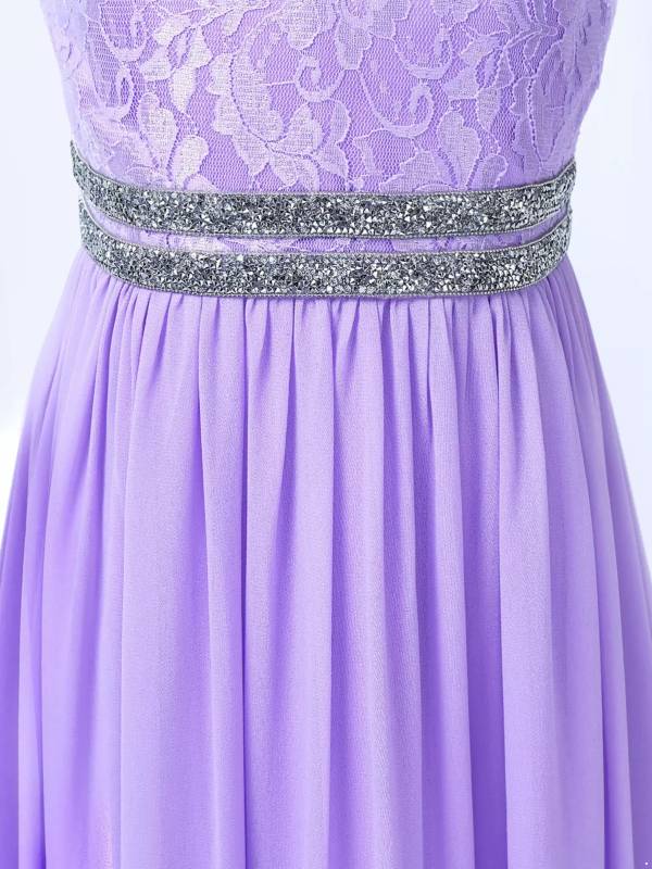 Kids Girls Halter Neck Floral Sequin Lace Dress thumb