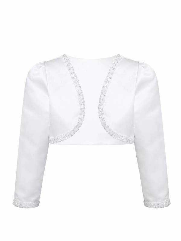 Girls Stain Sequin Short Cardigan Bolero Wedding Dress Shawls thumb