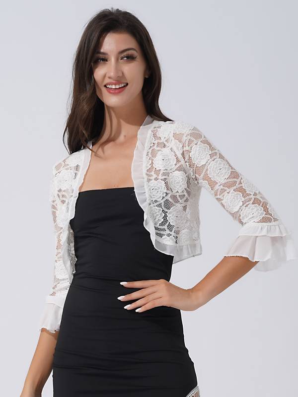 Women Lace Hollow Out Half-Sleeve Bolero thumb