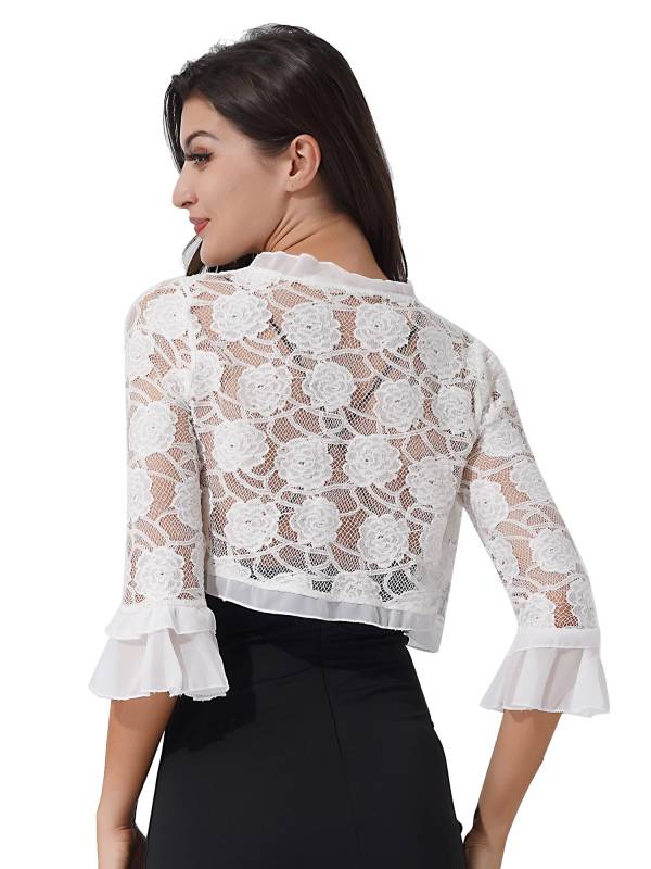 Women Lace Hollow Out Half-Sleeve Bolero thumb