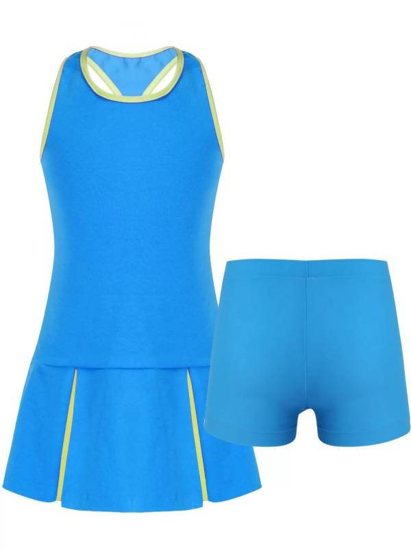 Kids Girls 2Pcs Sleeveless Sport Dress and Shorts Tennis Sets thumb