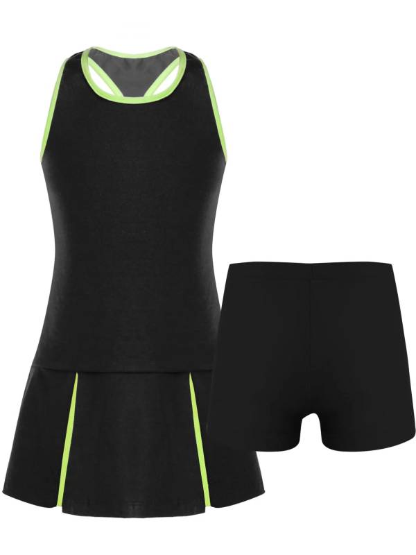 Kids Girls 2Pcs Sleeveless Sport Dress and Shorts Tennis Sets thumb