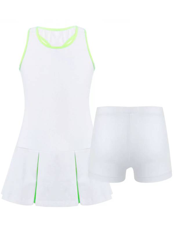 Kids Girls 2Pcs Sleeveless Sport Dress and Shorts Tennis Sets thumb