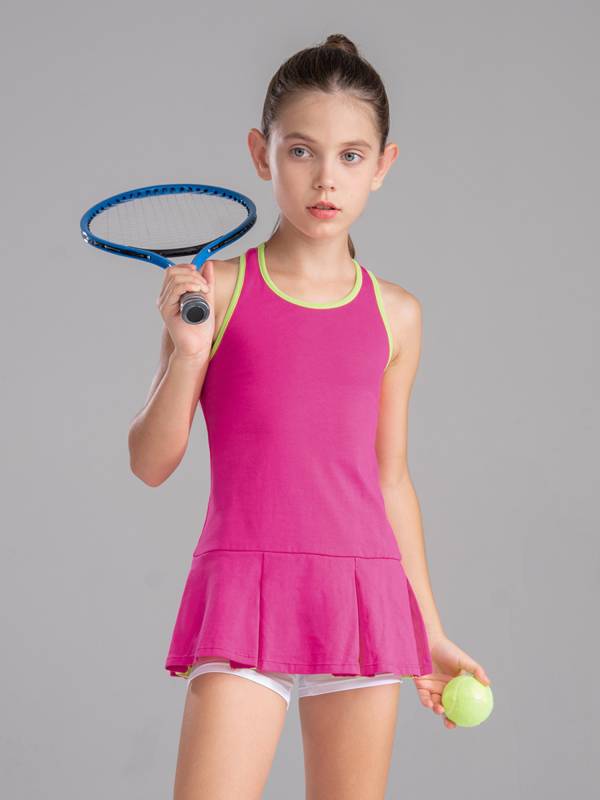 Kids Girls 2Pcs Sleeveless Sport Dress and Shorts Tennis Sets thumb