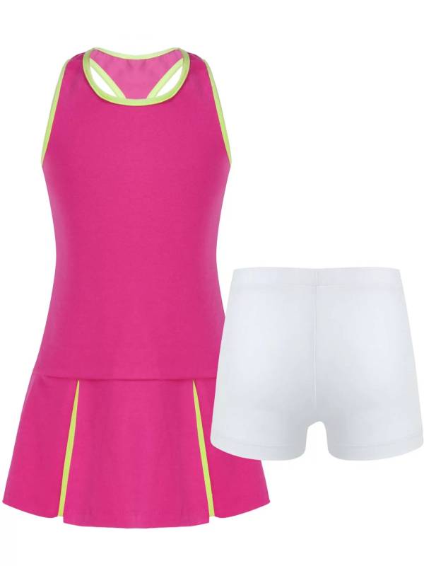 Kids Girls 2Pcs Sleeveless Sport Dress and Shorts Tennis Sets thumb