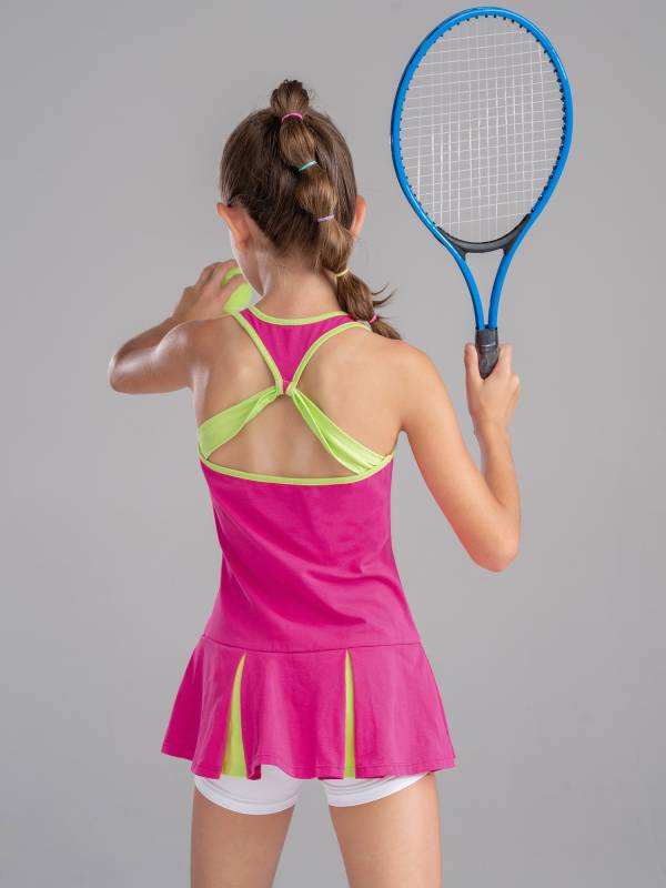 Kids Girls 2Pcs Sleeveless Sport Dress and Shorts Tennis Sets thumb