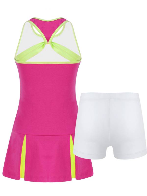 Kids Girls 2Pcs Sleeveless Sport Dress and Shorts Tennis Sets thumb