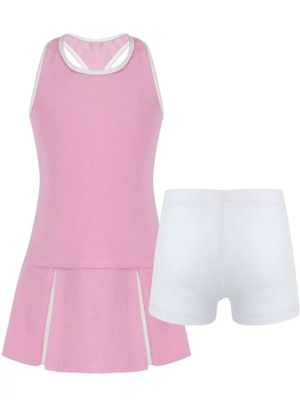 Kids Girls 2Pcs Sleeveless Sport Dress and Shorts Tennis Sets thumb