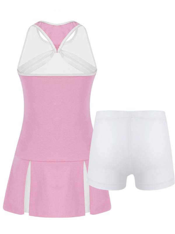 Kids Girls 2Pcs Sleeveless Sport Dress and Shorts Tennis Sets thumb