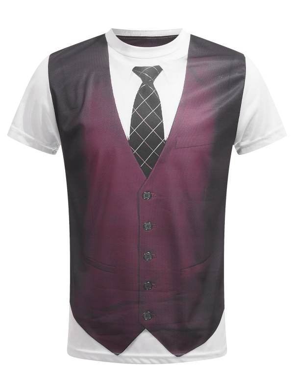 Men 2-in-1 Tuxedo Tie Print Short-sleeve T-Shirt thumb