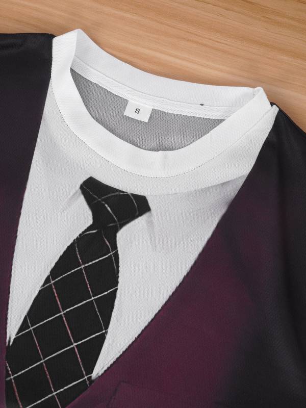 Men 2-in-1 Tuxedo Tie Print Short-sleeve T-Shirt thumb