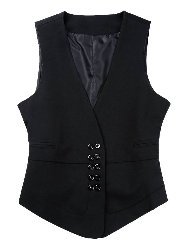 Women V Neck Double-Breasted Button Party Vest thumb