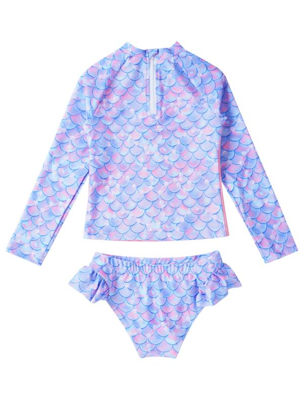 Kids Girls 2pcs Unicorn Print Rash Guard and Briefs Swimsuit Set thumb