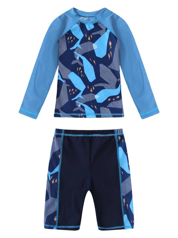 Kids Boys 2pcs Long Sleeves Cartoon Shark Print Swimming Set thumb