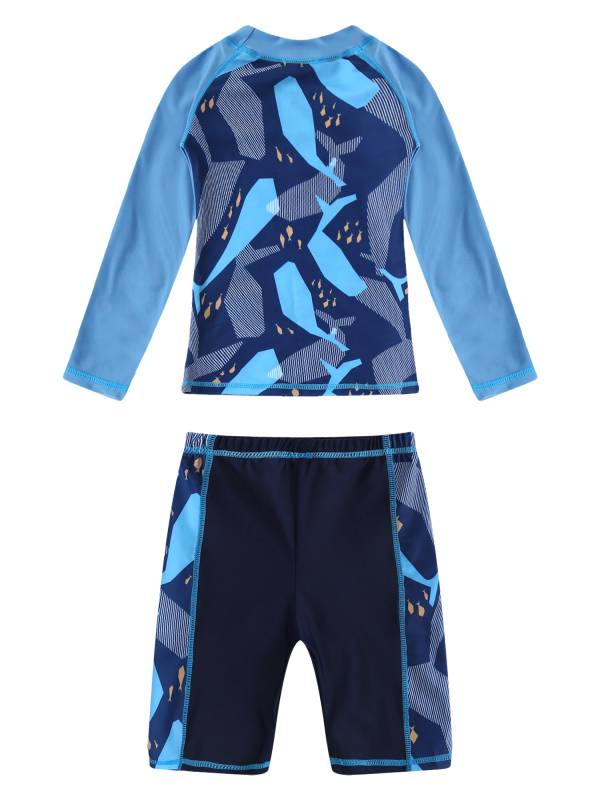 Kids Boys 2pcs Long Sleeves Cartoon Shark Print Swimming Set thumb