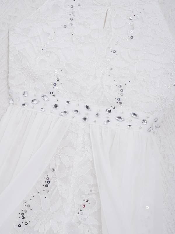 Girls Sleeveless Floral Lace Maxi Romper Prom Dress thumb