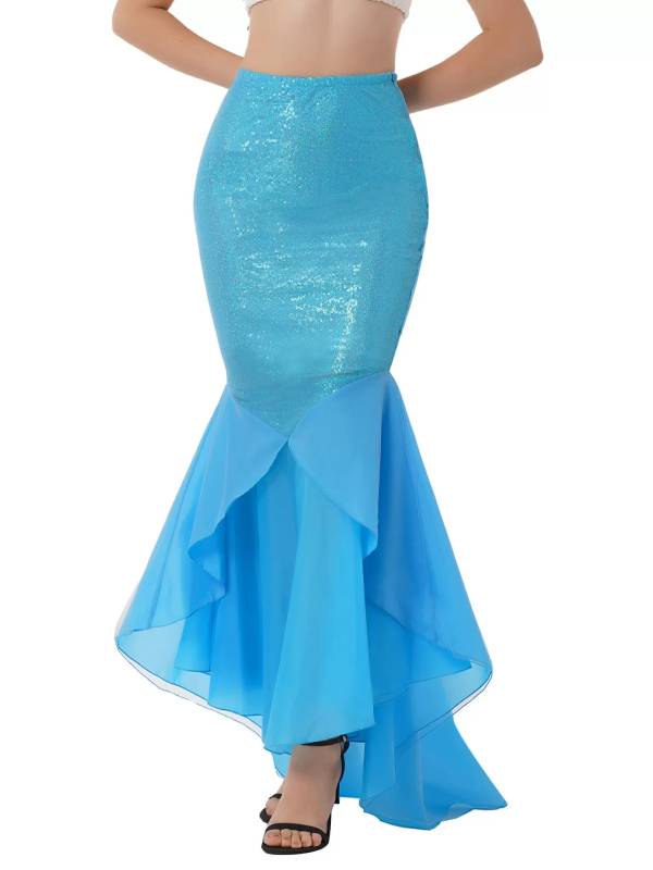 Women Sequined Mermaid Tail Skirt Costume thumb