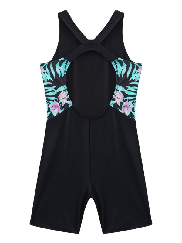 Kids Girls Sleeveless One-piece Backless Swimsuit thumb