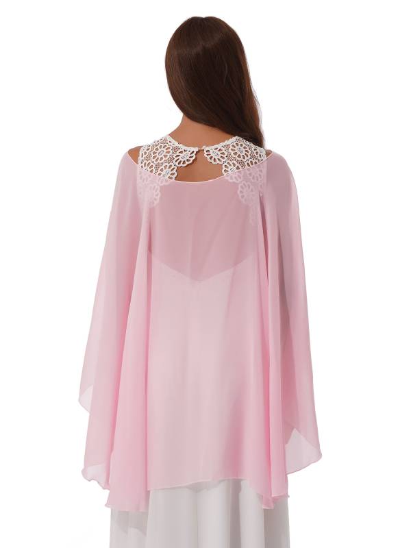 Women Chiffon High Low Shawl Wedding Capes Shrug thumb