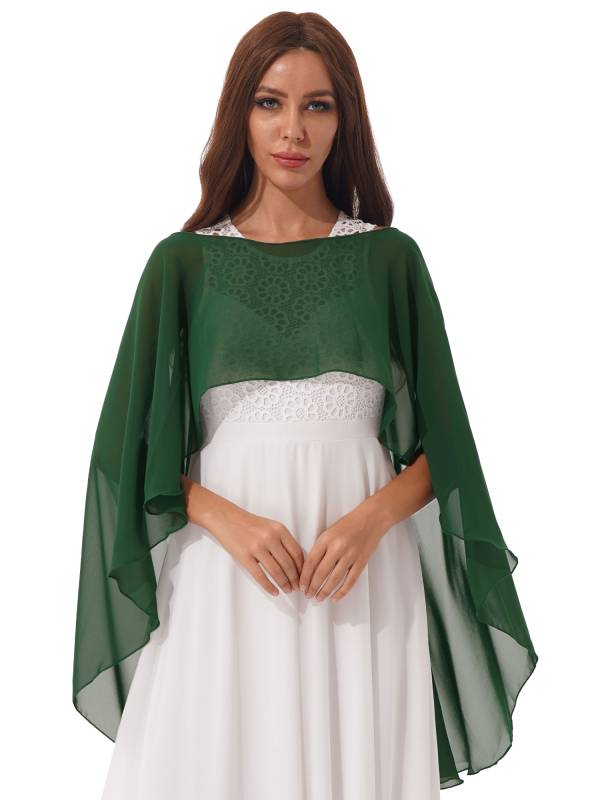 Women Chiffon High Low Shawl Wedding Capes Shrug thumb