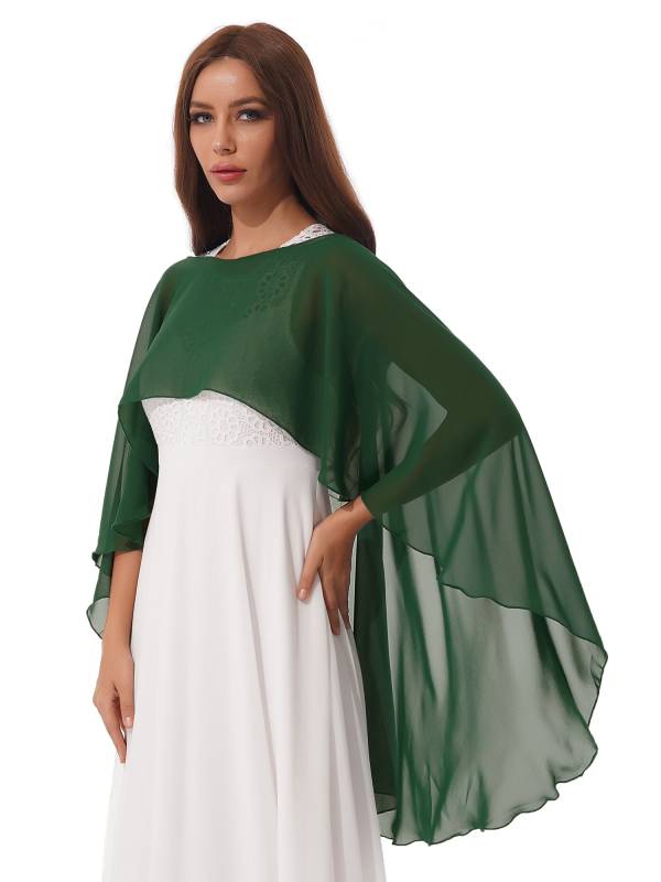 Women Chiffon High Low Shawl Wedding Capes Shrug thumb