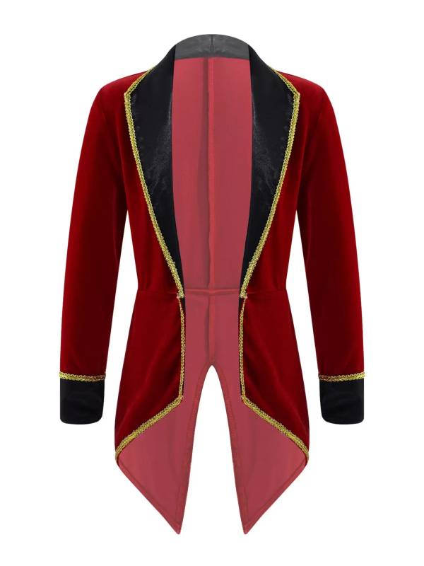 Kids Girls Showman Costume Lapel Collar Long Sleeves Tuxedo Coat thumb