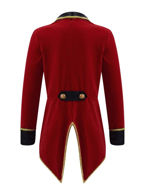 Kids Girls Showman Costume Lapel Collar Long Sleeves Tuxedo Coat thumb