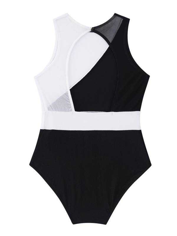 Kids Girls Sleeveless Hollow Back Colorblock Gymnastic Leotards thumb