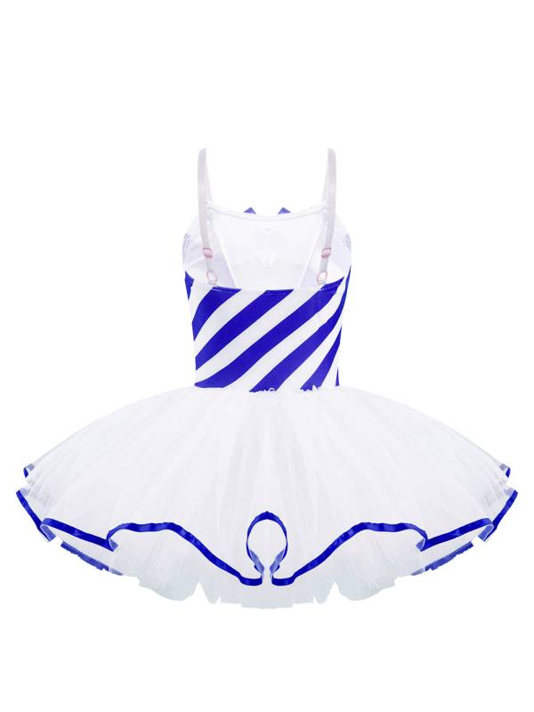 Kids Girls Christmas Sleeveless Bowknot Stripes Tutu Dress thumb