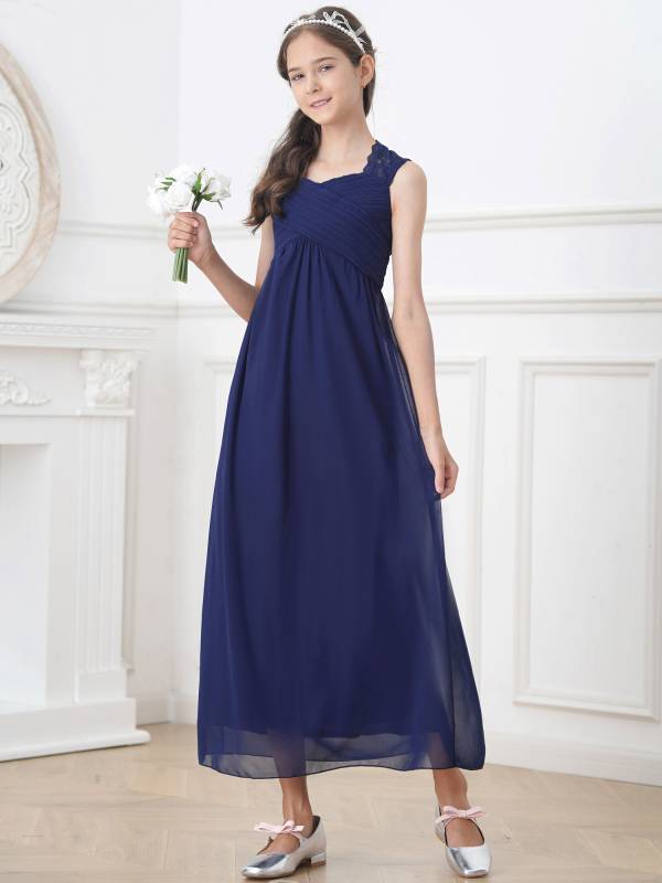 Kids Girls Lace & Chiffon Junior Bridesmaid Dress thumb