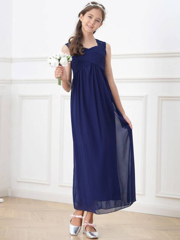 Kids Girls Lace & Chiffon Junior Bridesmaid Dress thumb