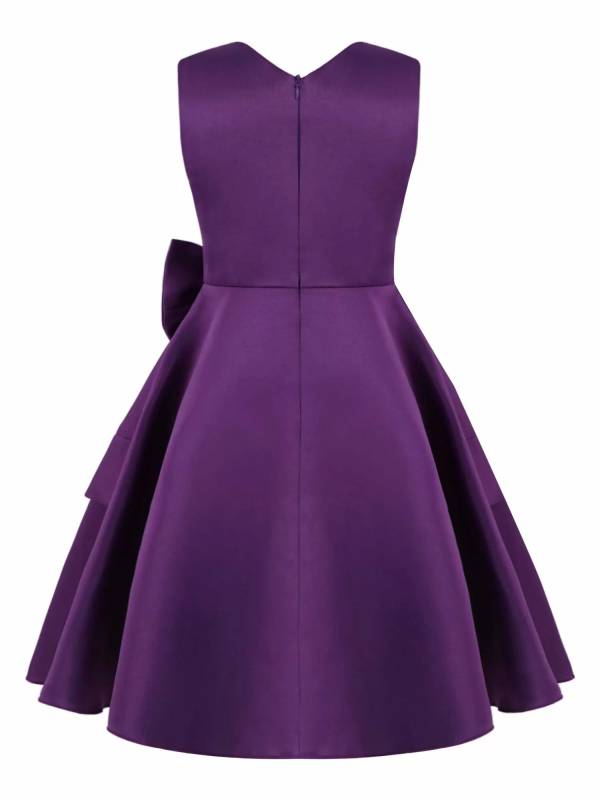 Kids Girls Bowknot Stain A-line Party Dress thumb