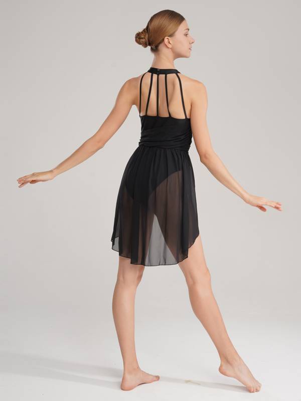 Women Sleeveless Chiffon Lyrical Dance Leotard Dress thumb