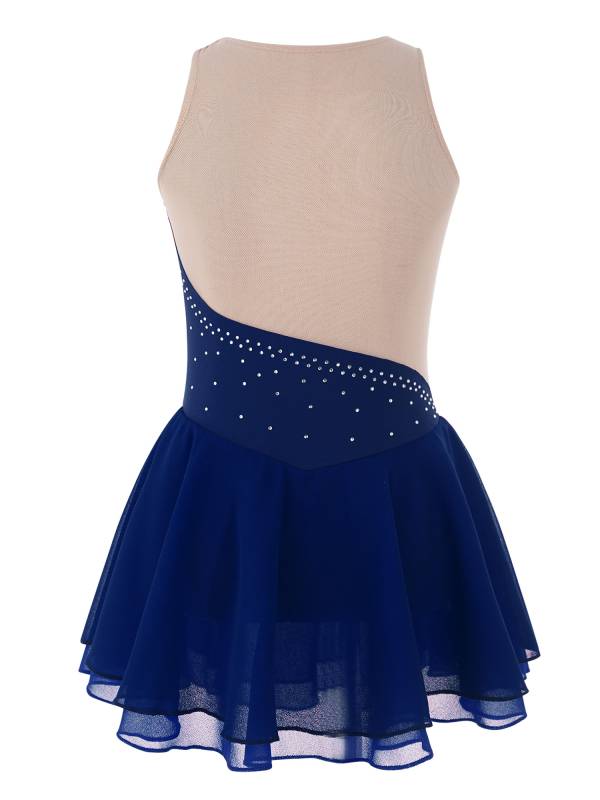 Kids Girls Sleeveless Rhinestone Figure Skating Dance Dress thumb