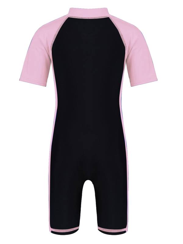 Kids Boys Girls One-piece Swim Short Sleeves Zippered Wetsuit Swimsuit thumb