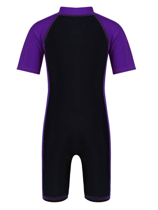 Kids Boys Girls One-piece Swim Short Sleeves Zippered Wetsuit Swimsuit thumb