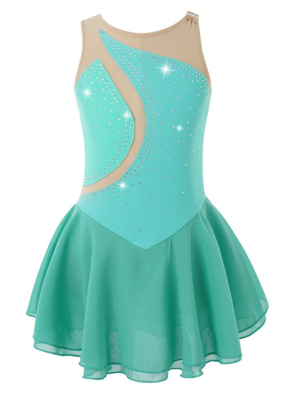 Kids Girls Sleeveless Rhinestone Figure Skating Dance Dress thumb