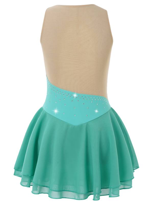 Kids Girls Sleeveless Rhinestone Figure Skating Dance Dress thumb