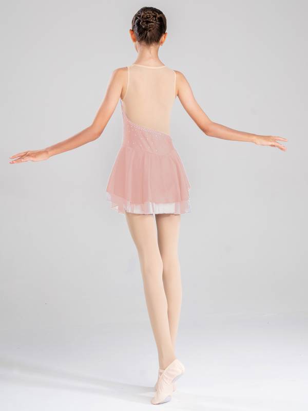 Kids Girls Sleeveless Rhinestone Figure Skating Dance Dress thumb