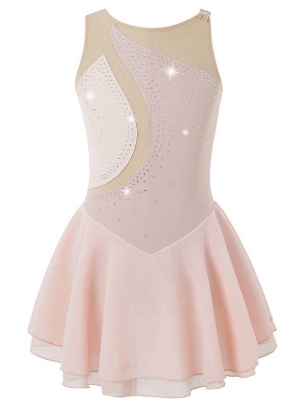 Kids Girls Sleeveless Rhinestone Figure Skating Dance Dress thumb