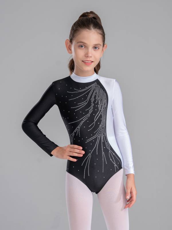 Kids Girls Long Sleeve Keyhole Back Gymnastics Leotard thumb