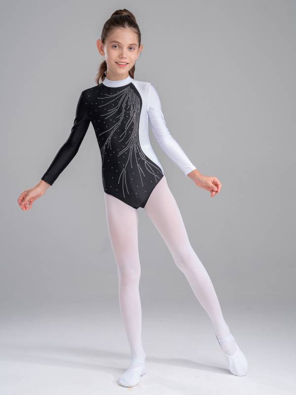 Kids Girls Long Sleeve Keyhole Back Gymnastics Leotard thumb