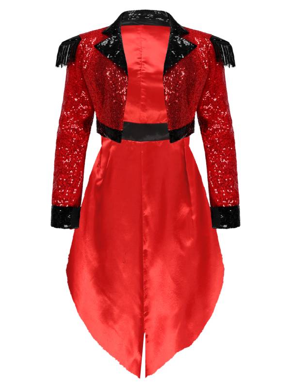 Women Sequin Fringed Epaulette Circus Ringmaster Tailcoat thumb