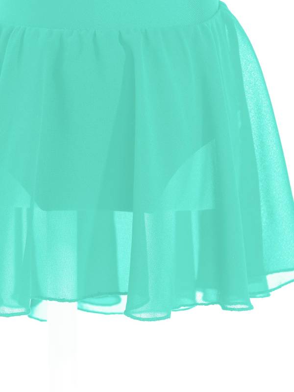 Kids Girls Sleeveless Ruched Solid Lyrical Dance Leotard Dress thumb