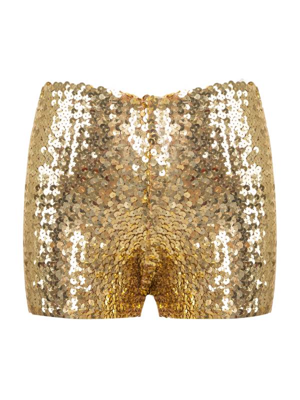 Kids Allover Sequins Solid Color Jazz Dance Shorts thumb