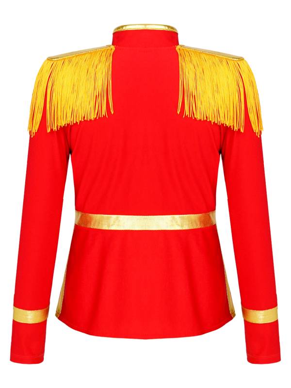 Kids Girls Long Sleeve Front Zip Tassels Circus Ringmaster Costume Coat thumb