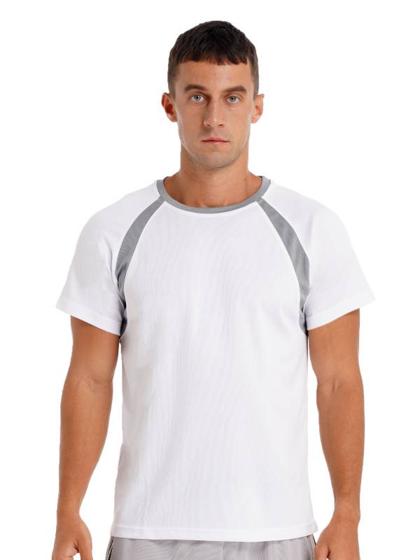 Men Quick-Drying Short Sleeve Breathable Round Neck Sports T-Shirt thumb