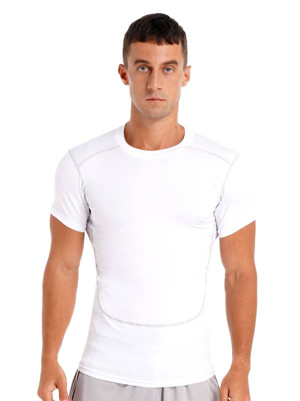 Men Solid Color Short Sleeve Quick-Dry Moisture Wicking Sports T-shirt thumb