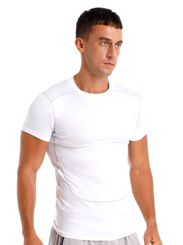 Men Solid Color Short Sleeve Quick-Dry Moisture Wicking Sports T-shirt thumb