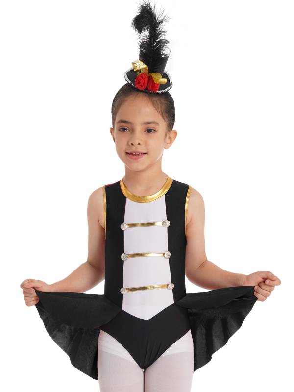 Kids Girls Sleeveless Back Hollow Circus Costume Leotard thumb